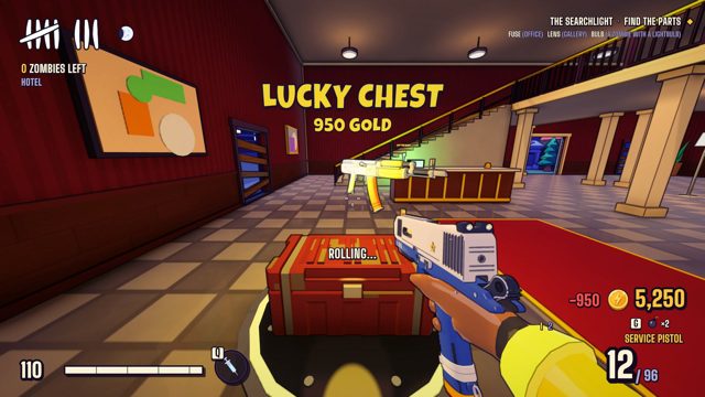 The Lucky Chest rolling a random gun in the hotel.